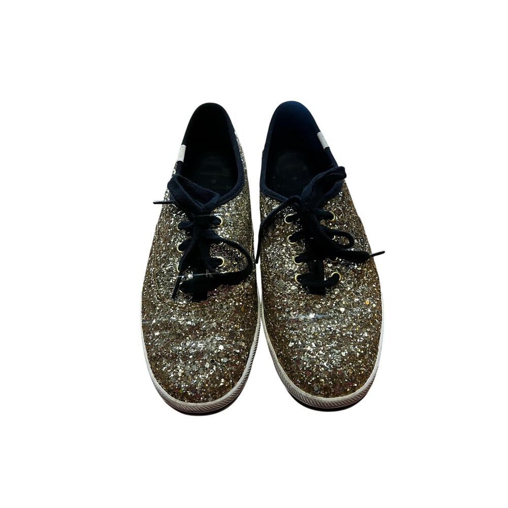 Kate Spade x Keds Champion Gold Glitter Sneakers Black Trim | Size 7 - Picture 2 of 10